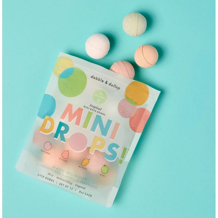 Dabble &amp; Dollop Mini Drops Bath Bombs - All Natural Tropical Scents Bath Time Dabble &amp; Dollop