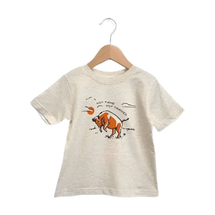 The Montana Scene- Not Tame Bison Toddler Tee - Heather Natural Tops &amp; Bottoms The Montana Scene