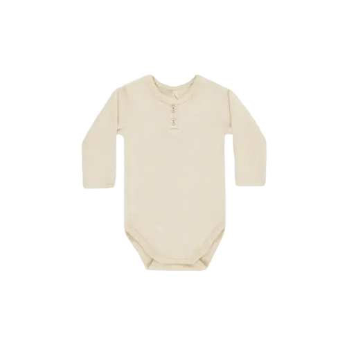 Quincy Mae Essentials Ribbed Long Sleeve Onesie Oatmeal Bodysuit Quincy Mae