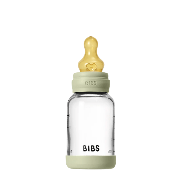 BIBS Baby 4oz Latex Glass Bottle with Bumper Bottles &amp; Sippies BIBS USA Sage