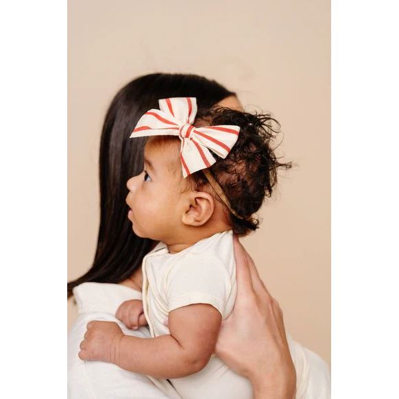 Lou Lou &amp; Company Ribbon Bow - Red Stripe Headband Headband Lou Lou &amp; Company