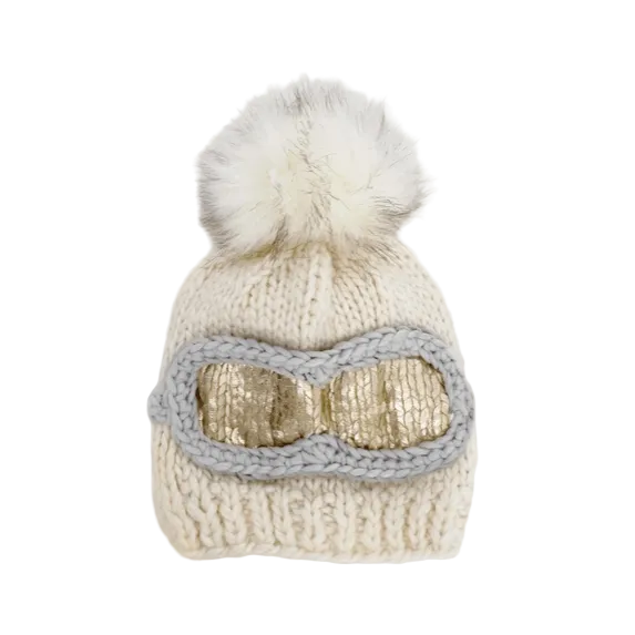 Blueberry Hill Ski Goggles Hat, Cream - Baby & Kids Christmas Hat Baby & Toddler Hats The Blueberry Hill   