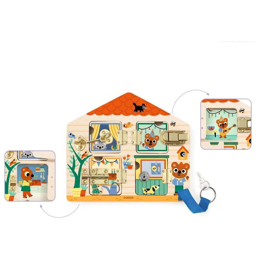 Djeco Cabanalock Wooden Skill Board Puzzles &amp; Mazes Djeco   