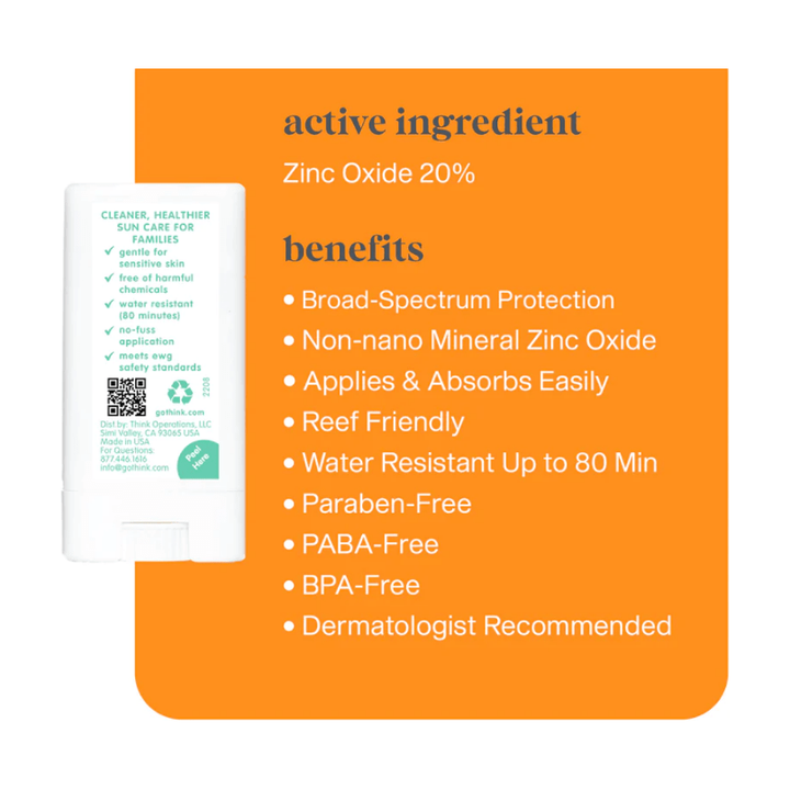 Thinksport Kids Sunscreen Stick- 30SPF Sun &amp; Insect Protection ThinkBaby   
