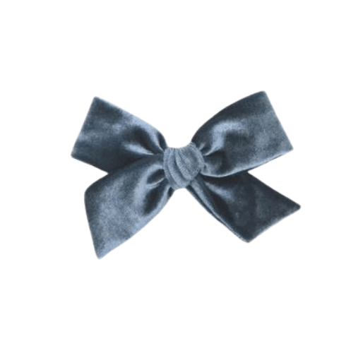 Lou Lou &amp; Company Velvet Bow Clip- Single Large Hair clip Lou Lou &amp; Company Steel Blue  