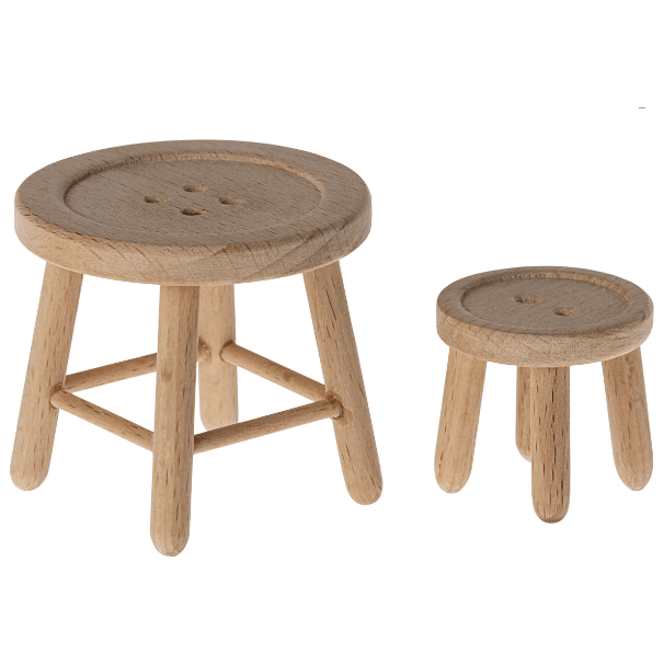 Maileg Table &amp; Stool Set, Mouse Mouse House furniture Maileg