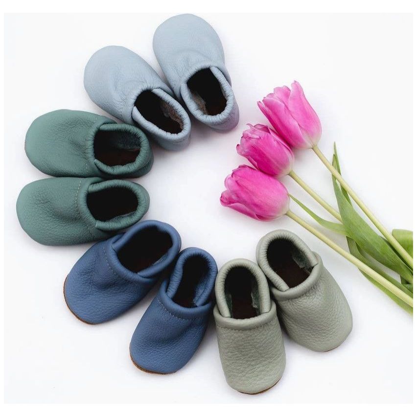 Starry Knight Spring Leather Moccasin Baby Booties- Tea Green Baby &amp; Toddler Shoes Starry Knight Designs