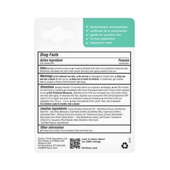Thinksport Kids Sunscreen Stick- 30SPF Sun &amp; Insect Protection ThinkBaby