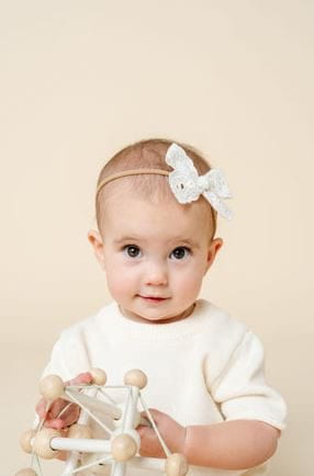 Lou Lou &amp; Company Lace Bow - White Daisy Eyelet Headband