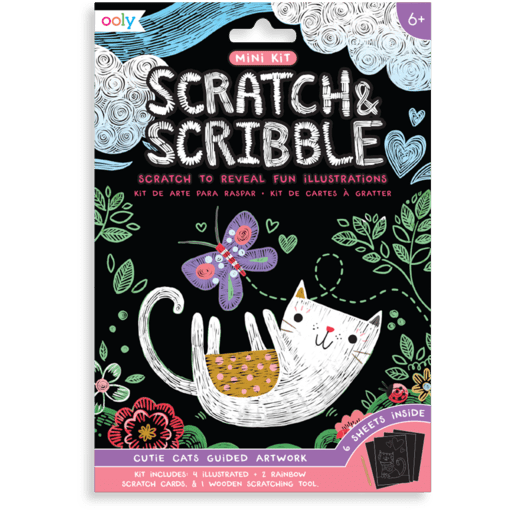 Ooly Mini Scratch &amp; Scribble Art Kit- Cutie Cats Art Kit Ooly   