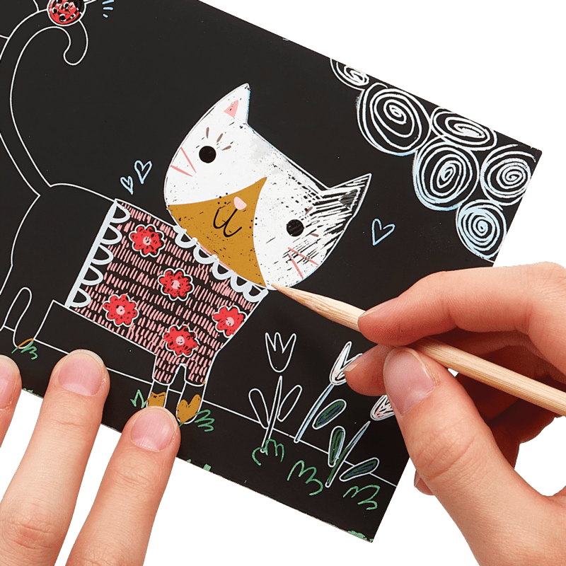 Ooly Mini Scratch &amp; Scribble Art Kit- Cutie Cats Art Kit Ooly   