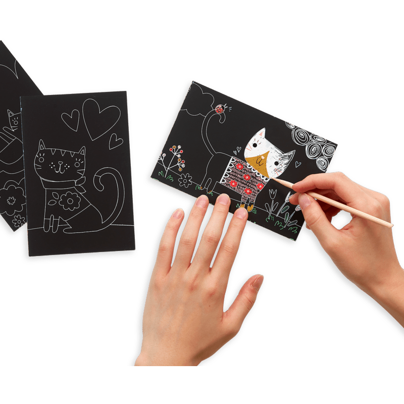 Ooly Mini Scratch &amp; Scribble Art Kit- Cutie Cats Art Kit Ooly   