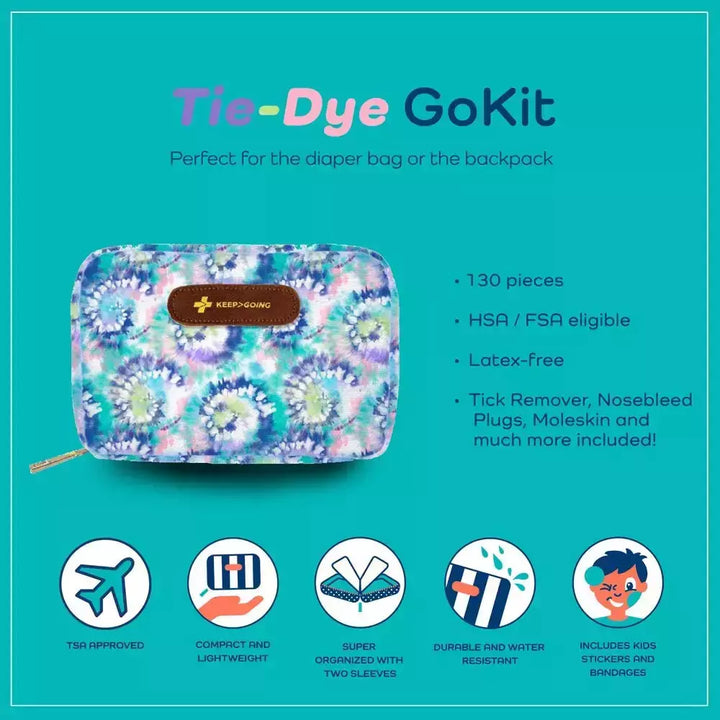 First Aid GoKit TieDye, 130 Pieces Sun &amp; Insect Protection Keep>Going First Aid