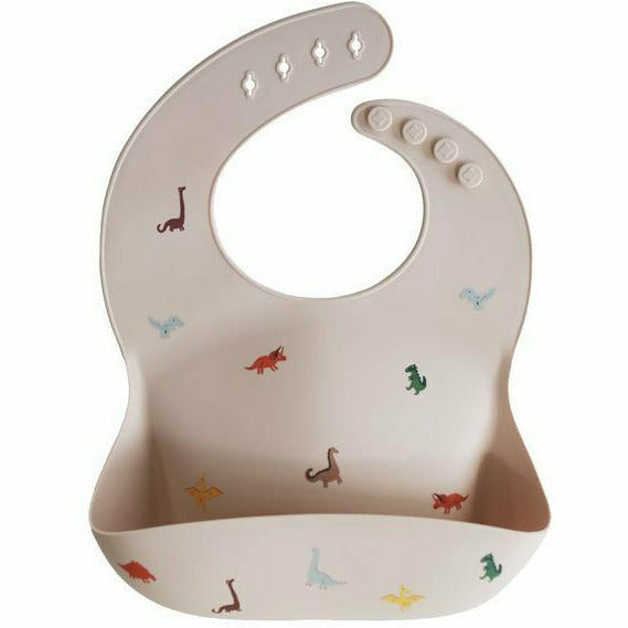 Mushie Silicone Baby Bib Mealtime Mushie Dinosaurs  