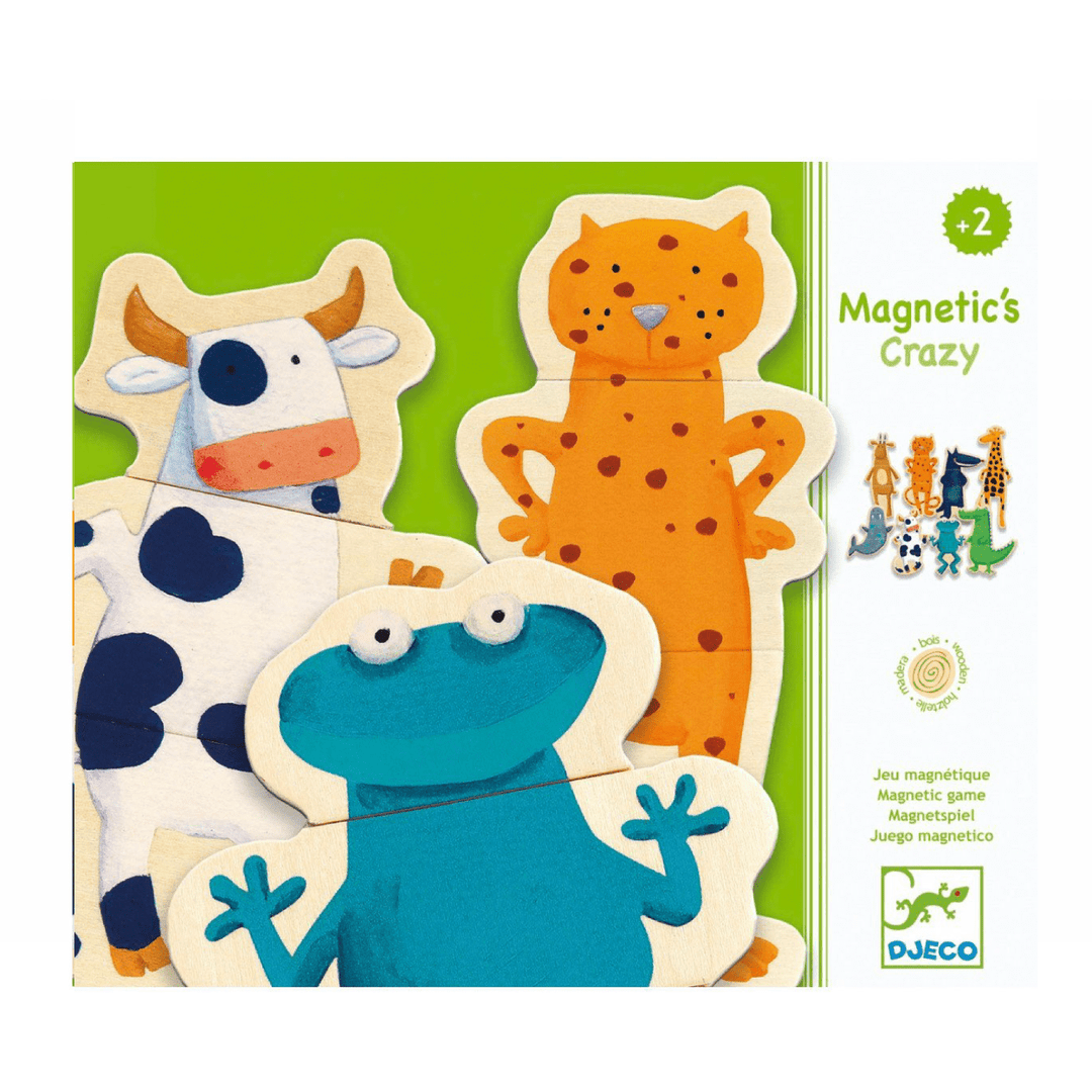 Djeco Wooden Magnets - Crazy Animal Mix &amp; Match Magnet Toys Djeco