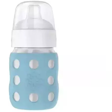 Lifefactory 8oz Stainless Steel Baby Bottle with Soft Silicone Sippy Spout Bottles &amp; Sippies Lifefactory Denim  