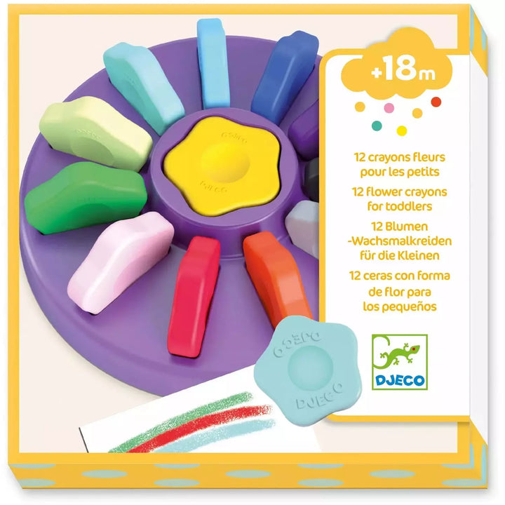 Djeco 12 Lightweight Flower Crayons for Little Hands Art &amp; Craft Djeco