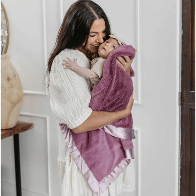 Saranoni Satin Border Receiving Blankets Swaddles &amp; Blankets Saranoni Mauve  