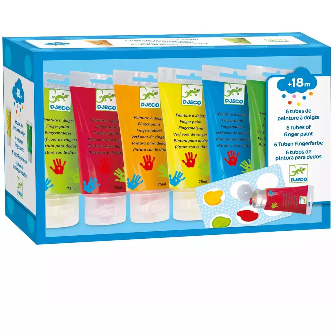 Djeco 6 Finger Paint Tubes - Classic Art &amp; Craft Djeco