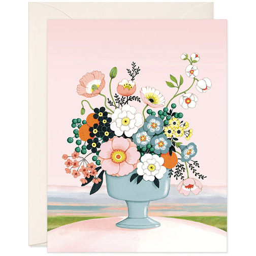 Flower Vase Pink Sky Blank Greeting Card Greeting cards JooJoo Paper Flower Vase Pink Sky Blank Greeting Card
